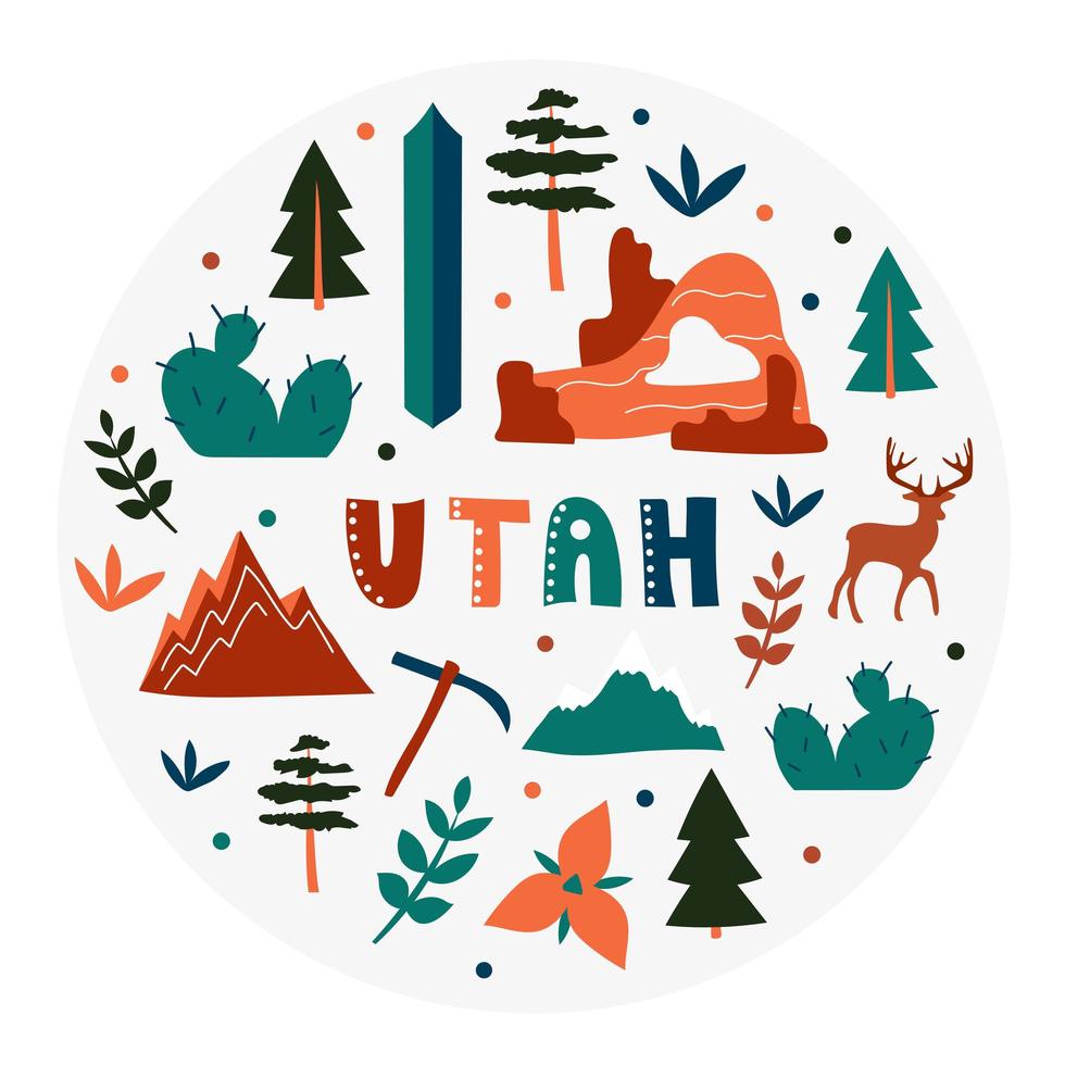 colección usa. ilustración vectorial del tema de utah. símbolos de estado vector