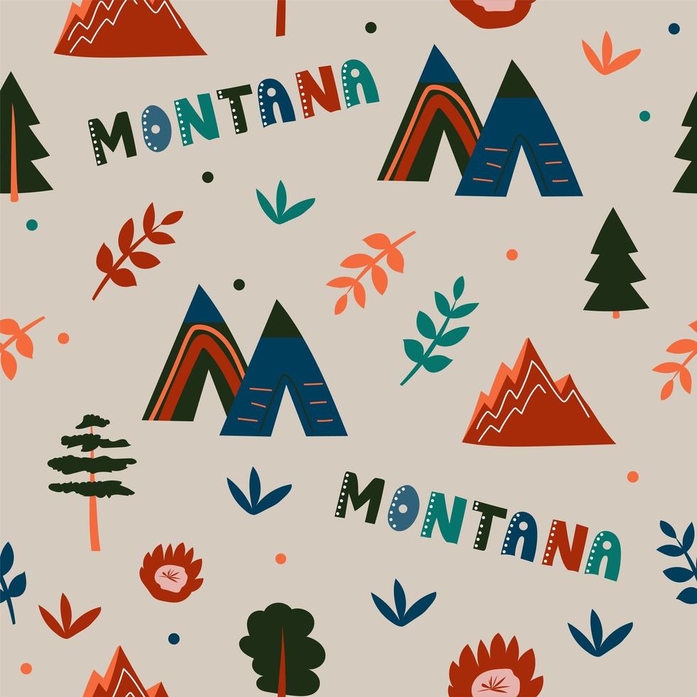 USA collection. Vector illustration of Montana theme. State Symbols
