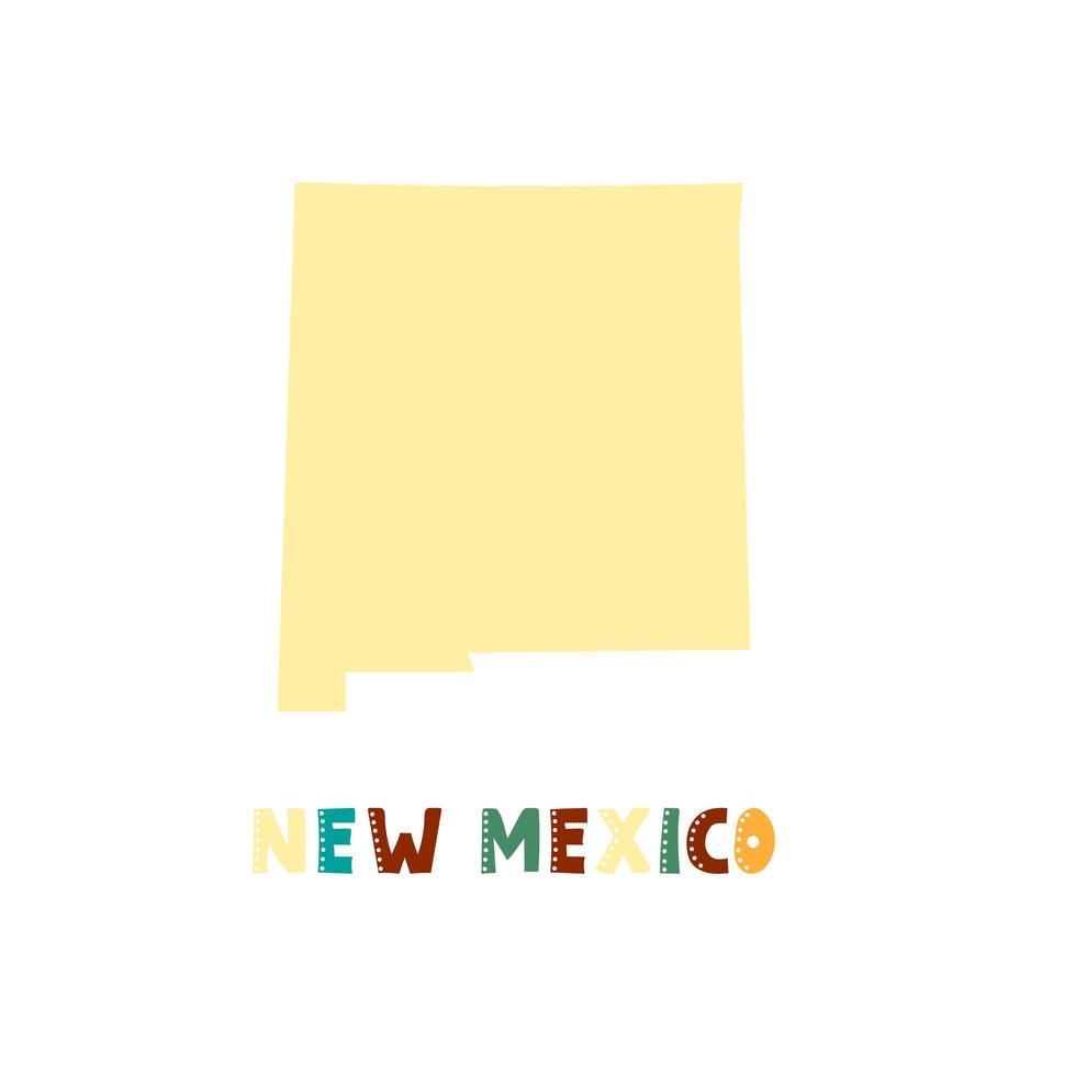 colección usa. mapa de nuevo mexico - silueta amarilla vector