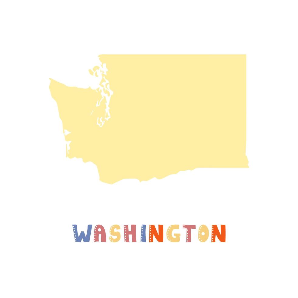 colección usa. mapa de washington - silueta amarilla vector