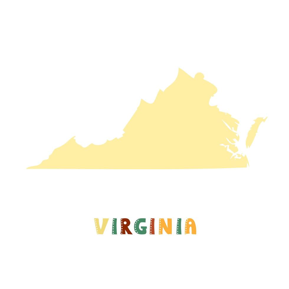 USA collection. Map of Virginia - yellow silhouette vector