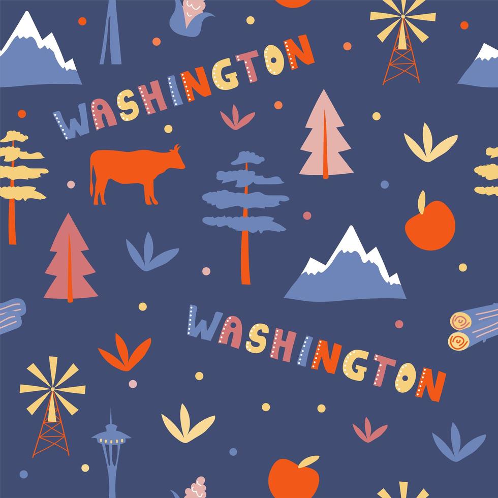 USA collection. Vector illustration of Washingtont heme. State Symbols