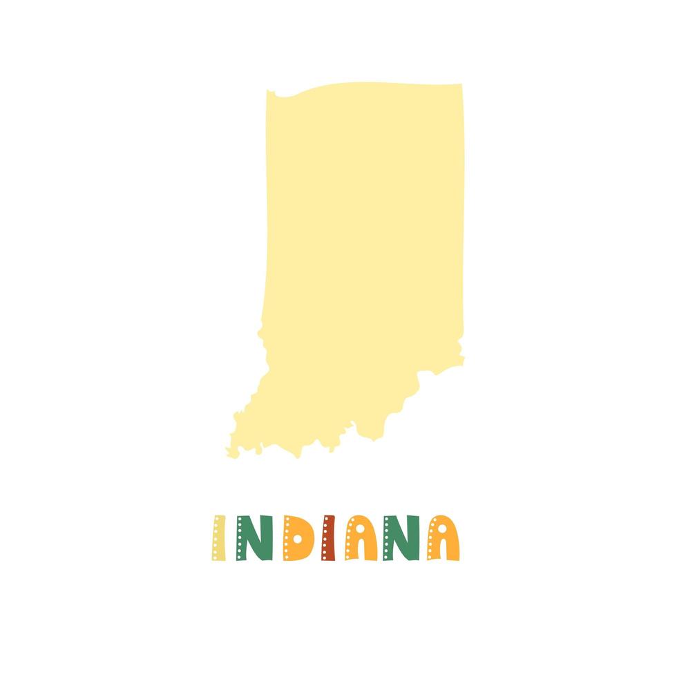 USA collection. Map of Indiana - yellow silhouette vector