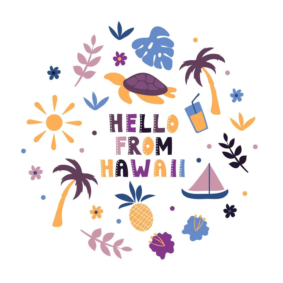 colección usa. hola desde el tema de hawaii. símbolos de estado vector