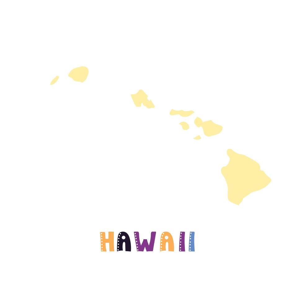 colección usa. Mapa de Hawaii - silueta amarilla vector