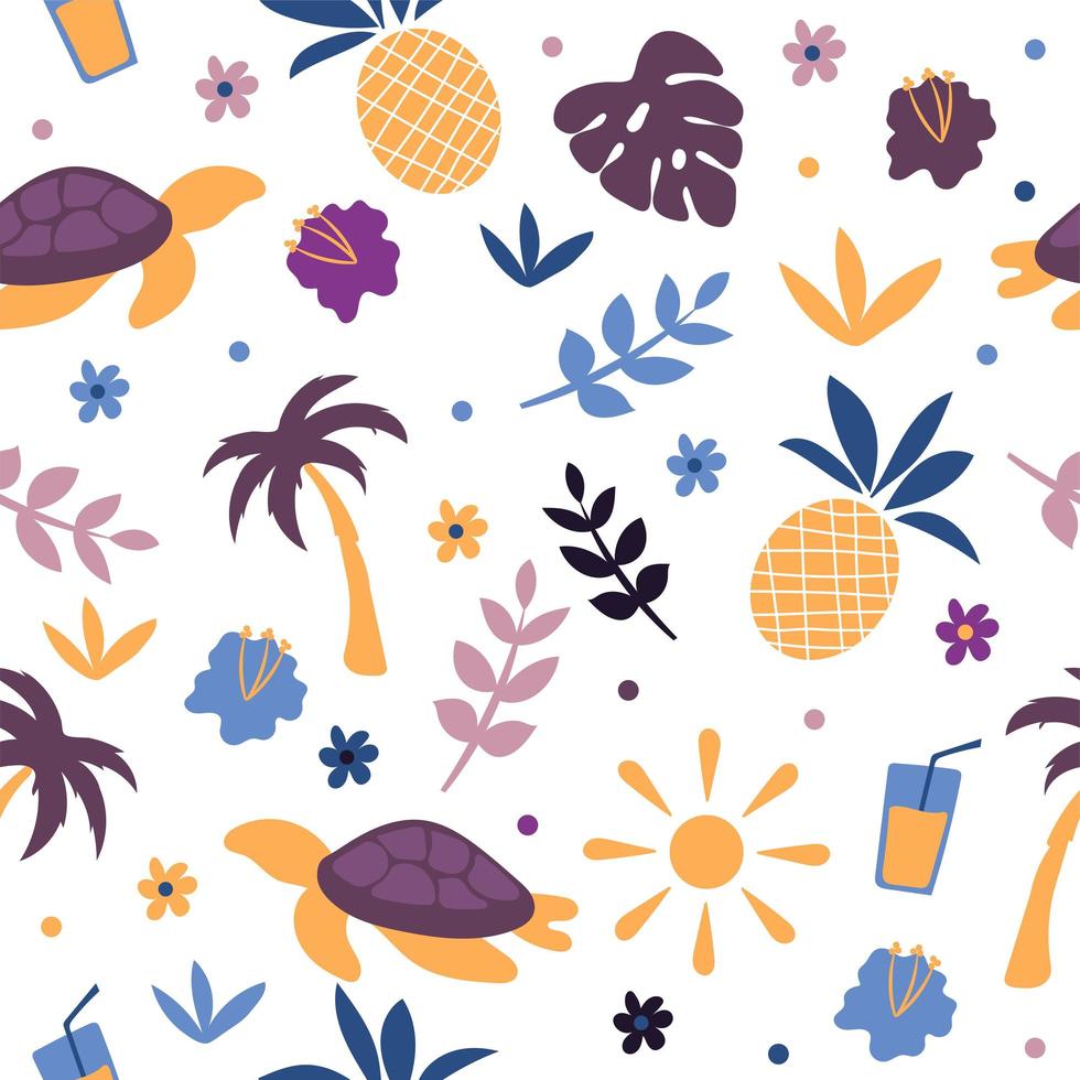 Cute hand drawn doodle summer illustration - vector seamless pattern