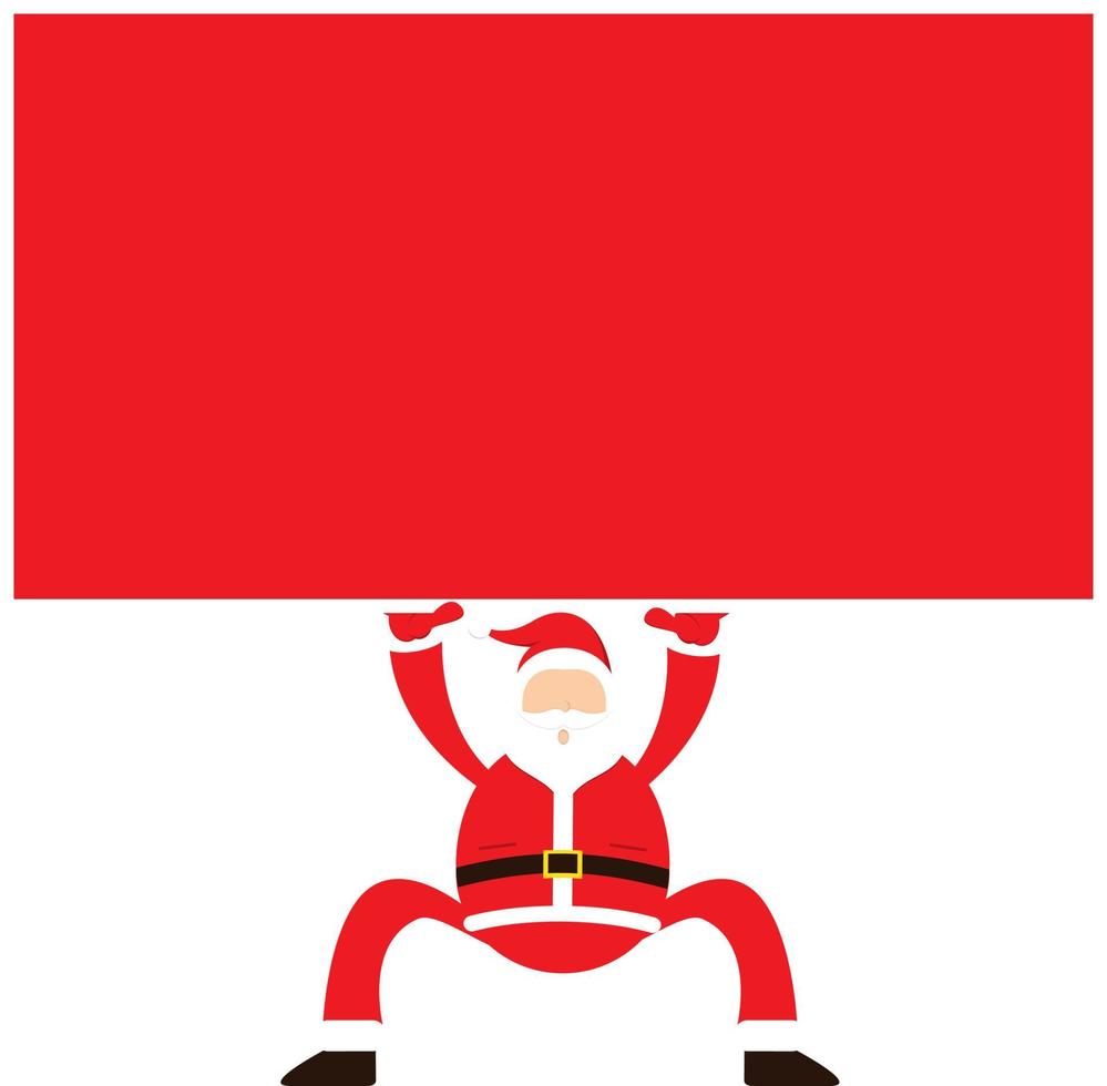 Santa Claus with copy space blank sign for text. Merry Christmas template. Vector illustration