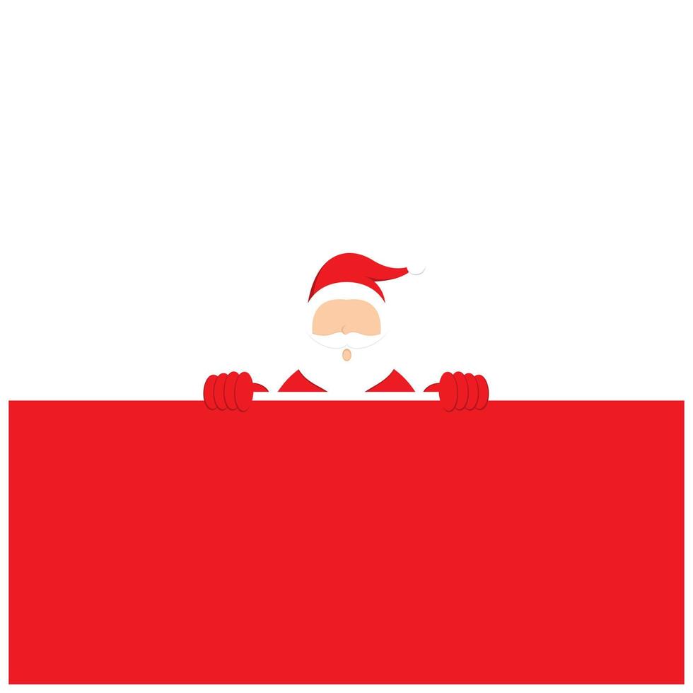 Santa Claus with copy space blank sign for text. Merry Christmas template. Vector illustration