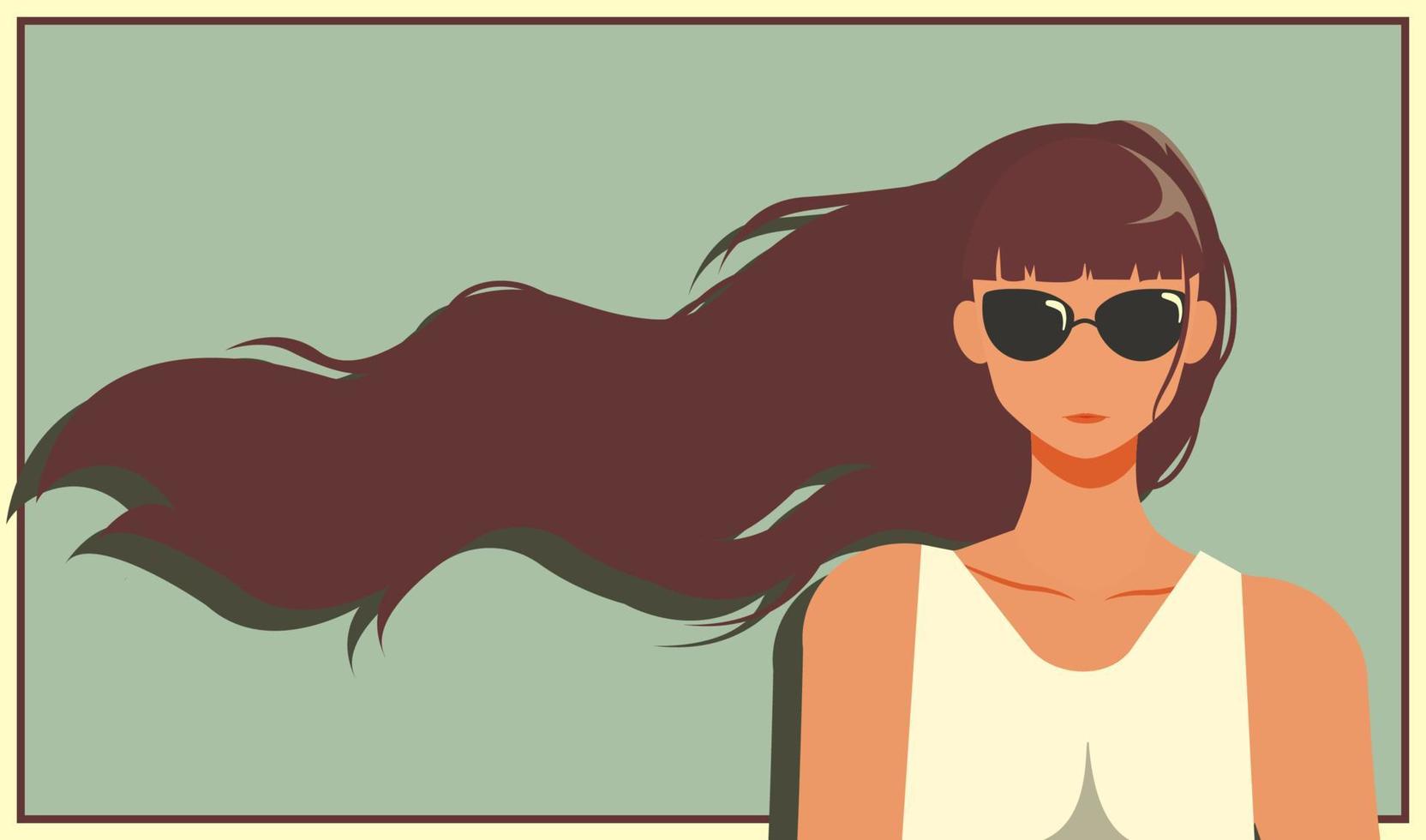 brownd haired retro girl vector