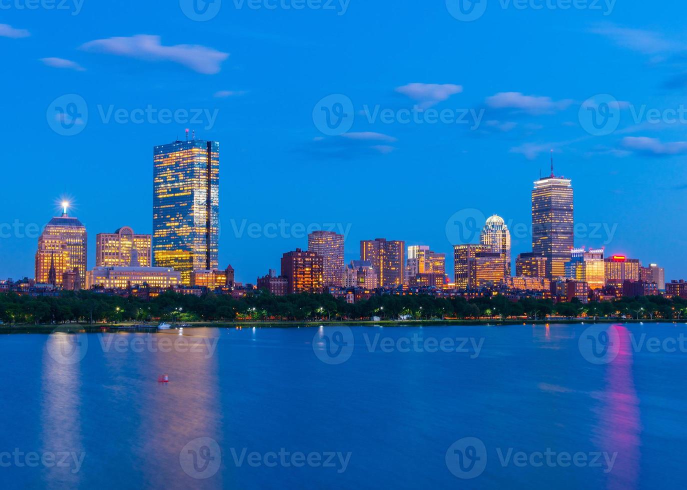 Boston skyline at the evening. Skyscrapers and office buildings in Back Bay. Massachusetts, USA photo