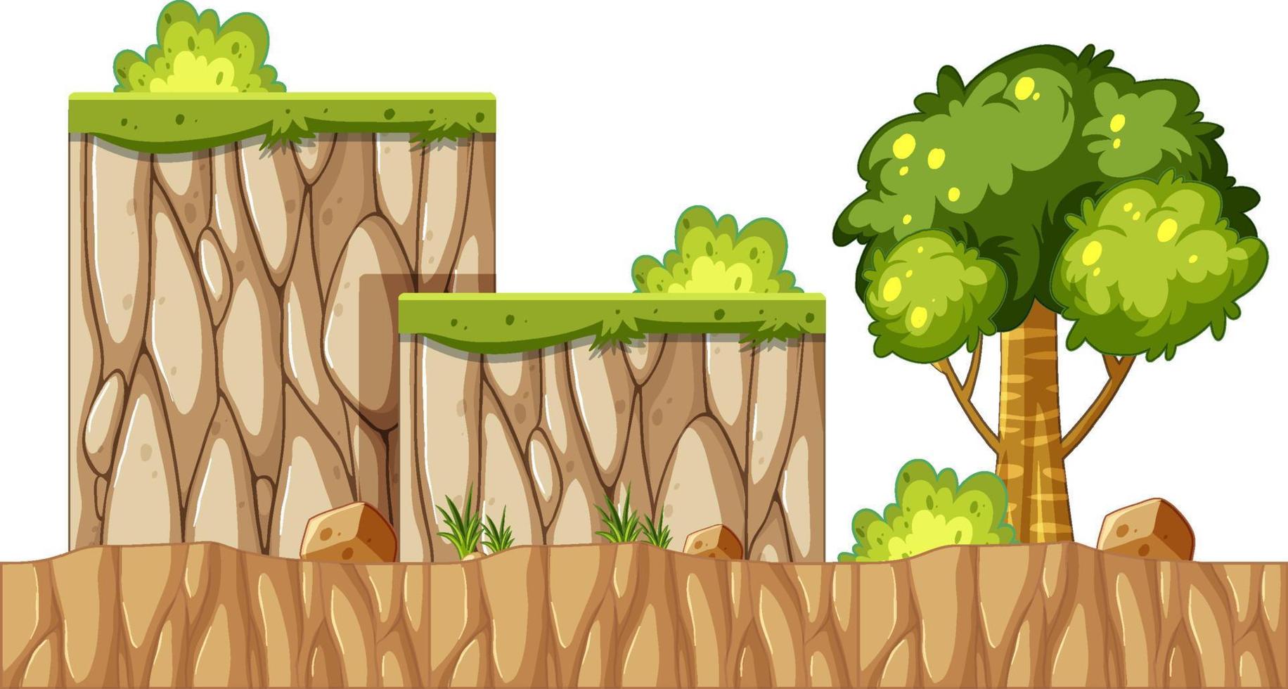Trees on the ground in cartoon style vector