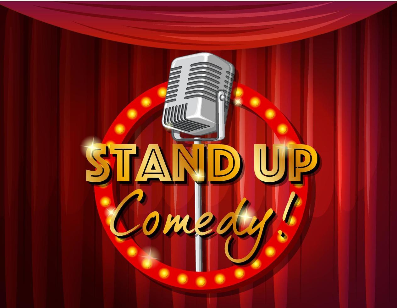 Stand up comedy banner with vintage microphone vector