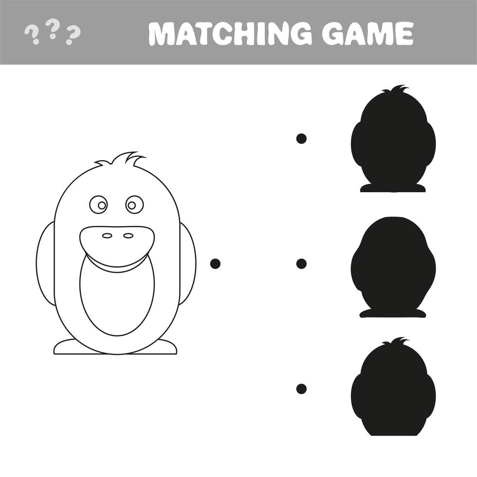 Shadow matching game for children. Find the right shadow vector