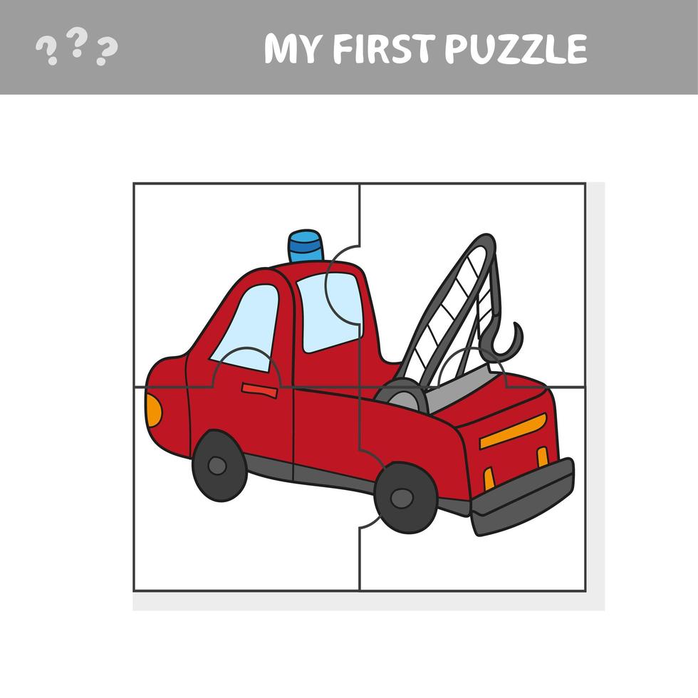 Funny cartoon truck. Educational game for kids - My first puzzle vector