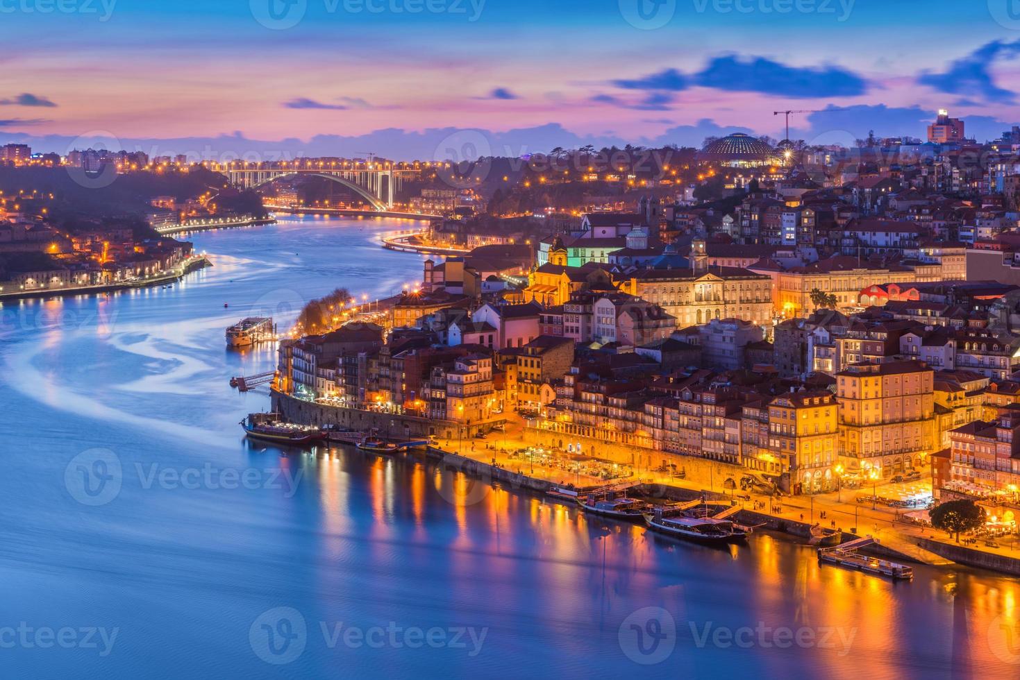 Evening cityscape of Porto, Oporto, Portugal photo