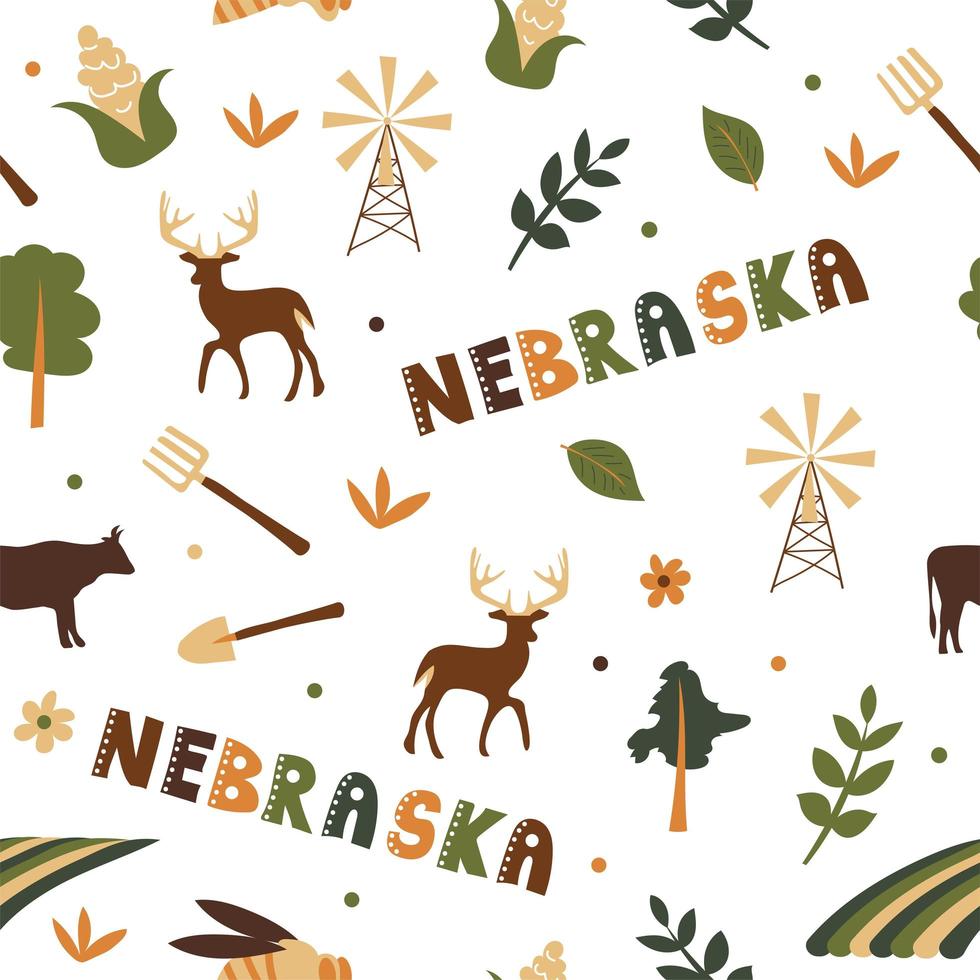 colección usa. ilustración vectorial del tema de nebraska. símbolos de estado vector