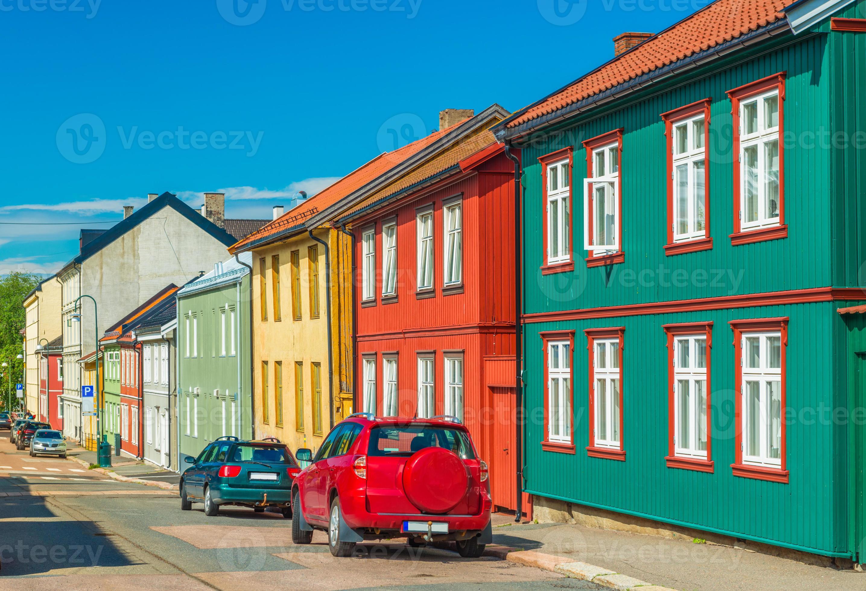 Colorful wooden houses in Oslo, Norway 4559357 Stock Photo at Vecteezy