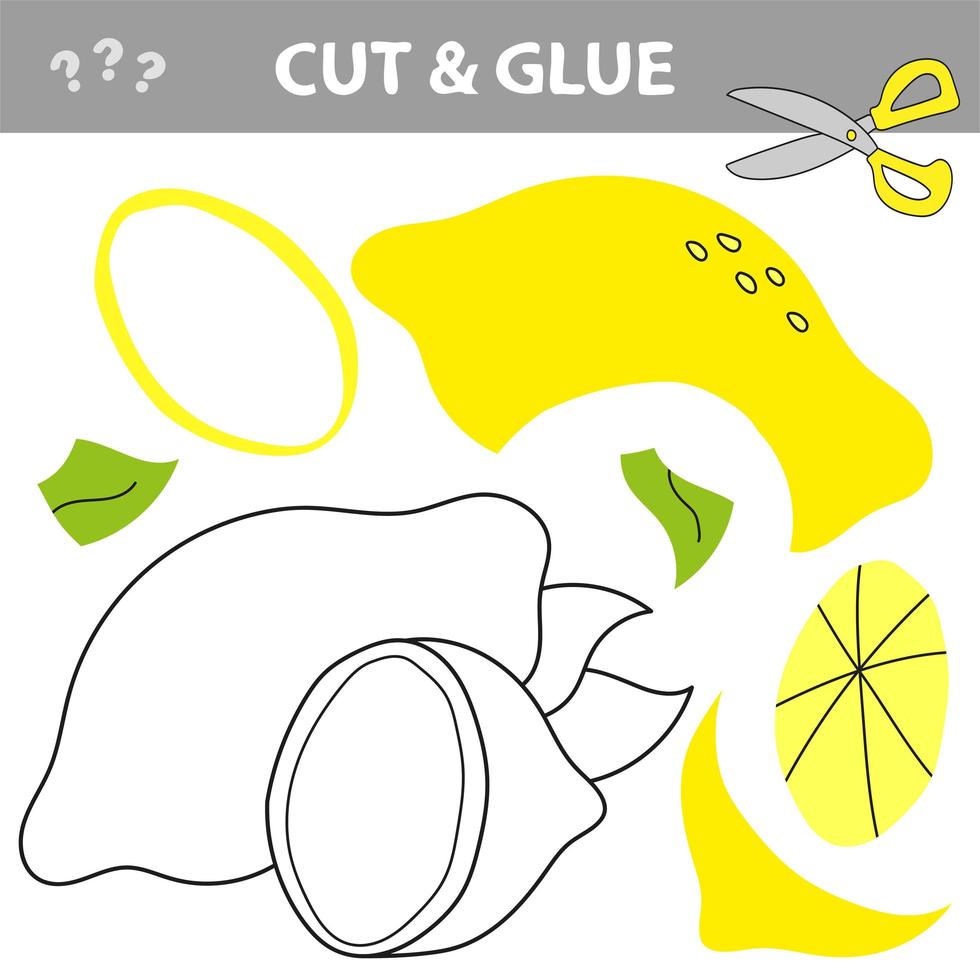 Use scissors, cut parts of the image and glue to create the lemon. vector