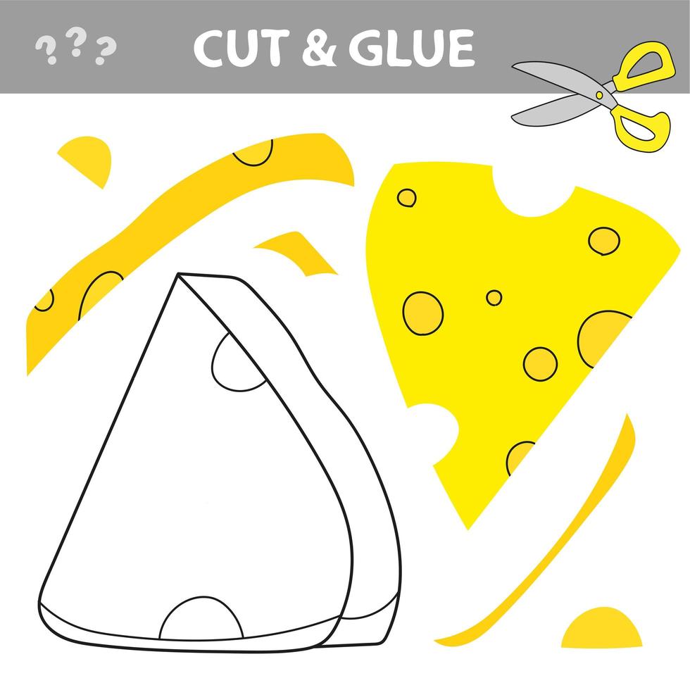 Use scissors, cut parts of the image and glue to create the cheese. vector