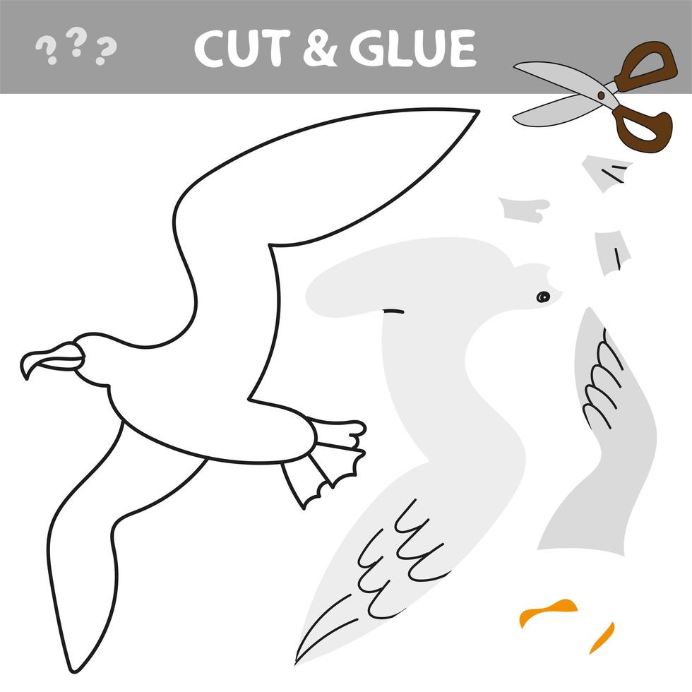 Use scissors and glue and restore the picture inside the contour with Seagull vector