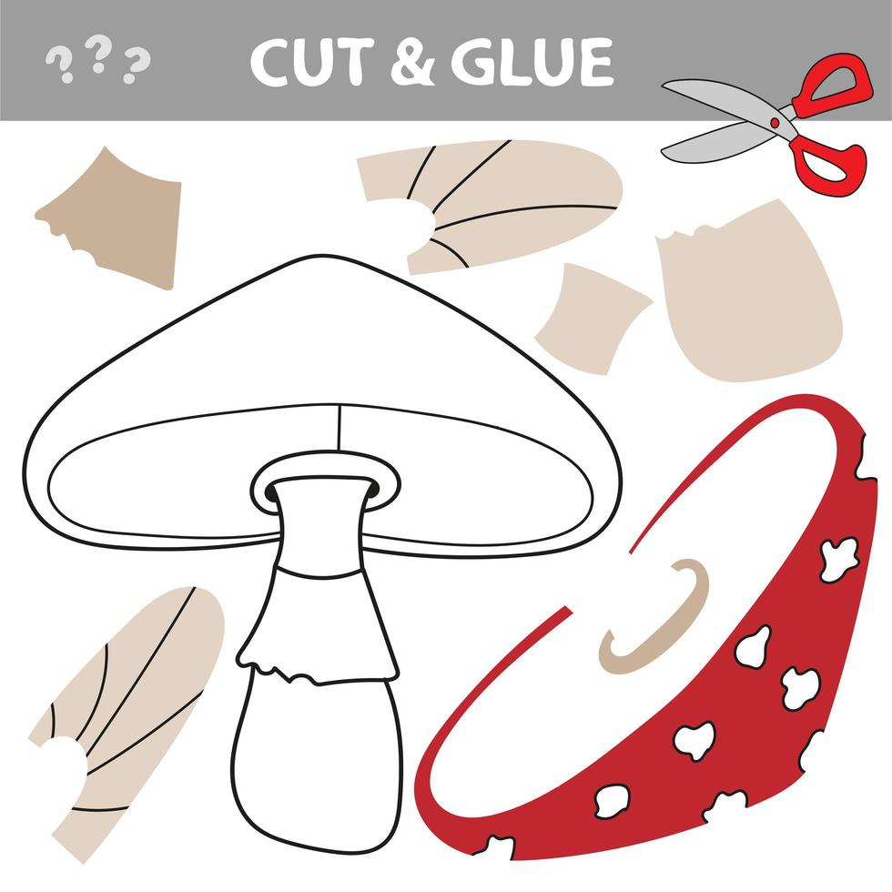 Create the image of mushroom fly agaric - using scissors and glue. vector
