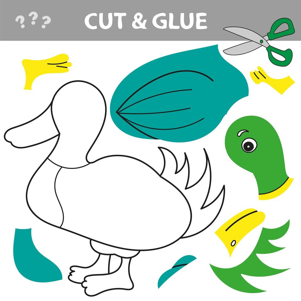 Use scissors and glue and restore the picture inside the contour with Duck vector