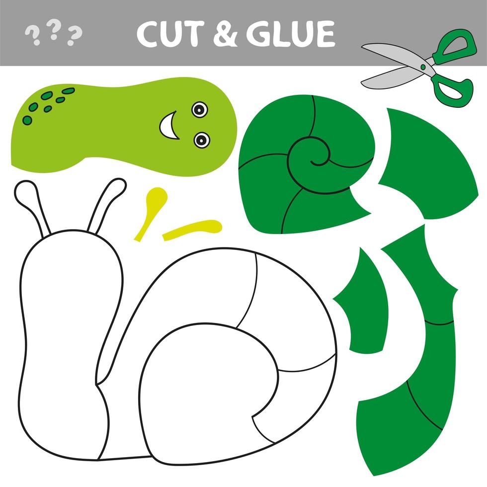Use scissors and glue and restore the picture inside the contour. Snail vector