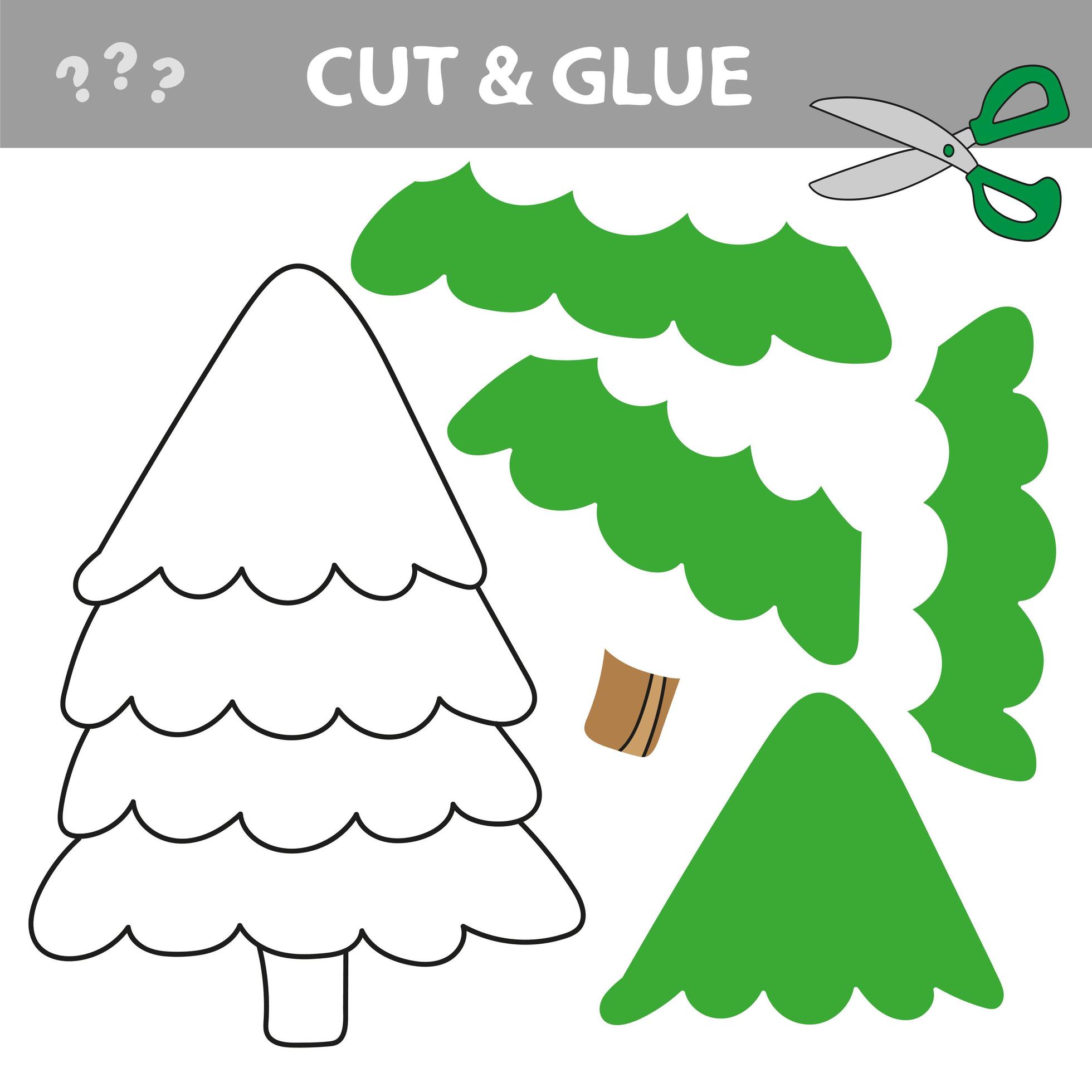 Cut and glue to create green Christmas tree 4559432 Vector Art at Vecteezy
