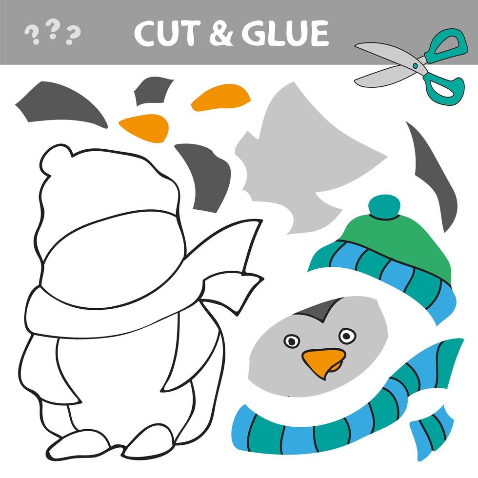 Paper game for the development of preschool children. Cut parts of the image vector