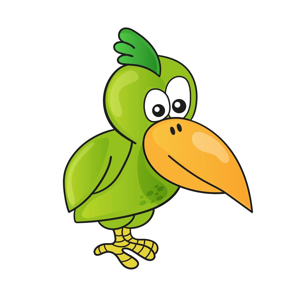 pájaro lindo de la historieta en el fondo blanco vector