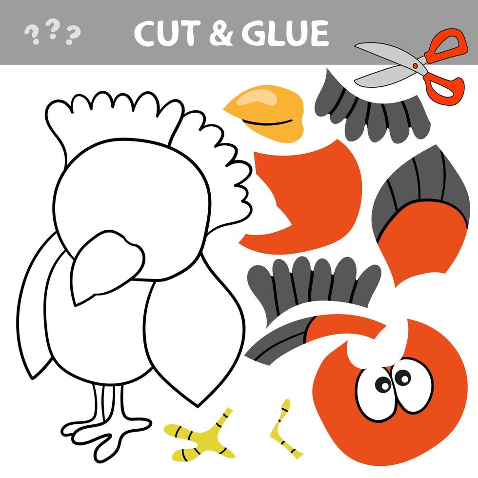 Education paper game for children. Use scissors and glue to create the image vector