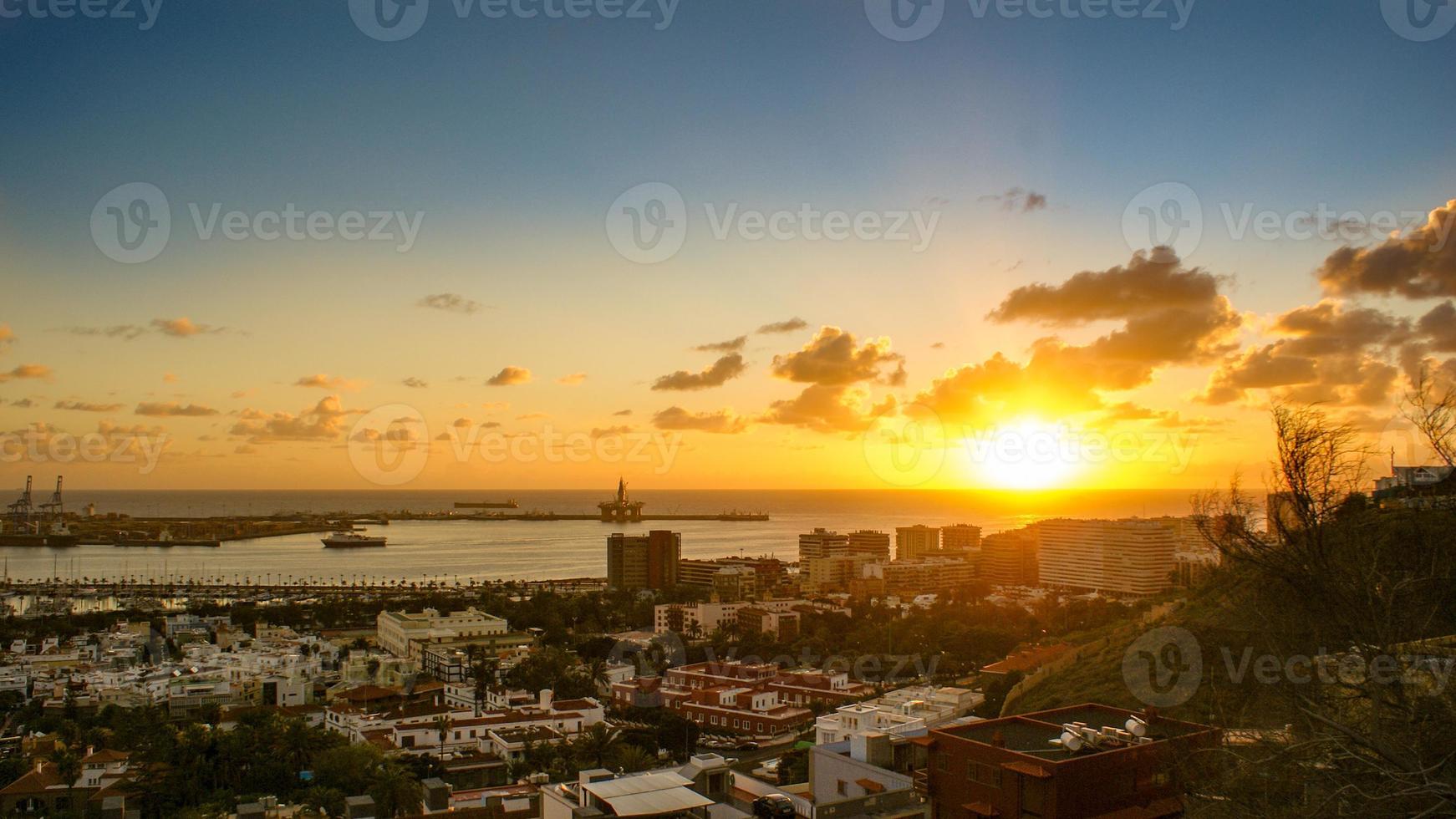 sunrise in the port of las palmas photo