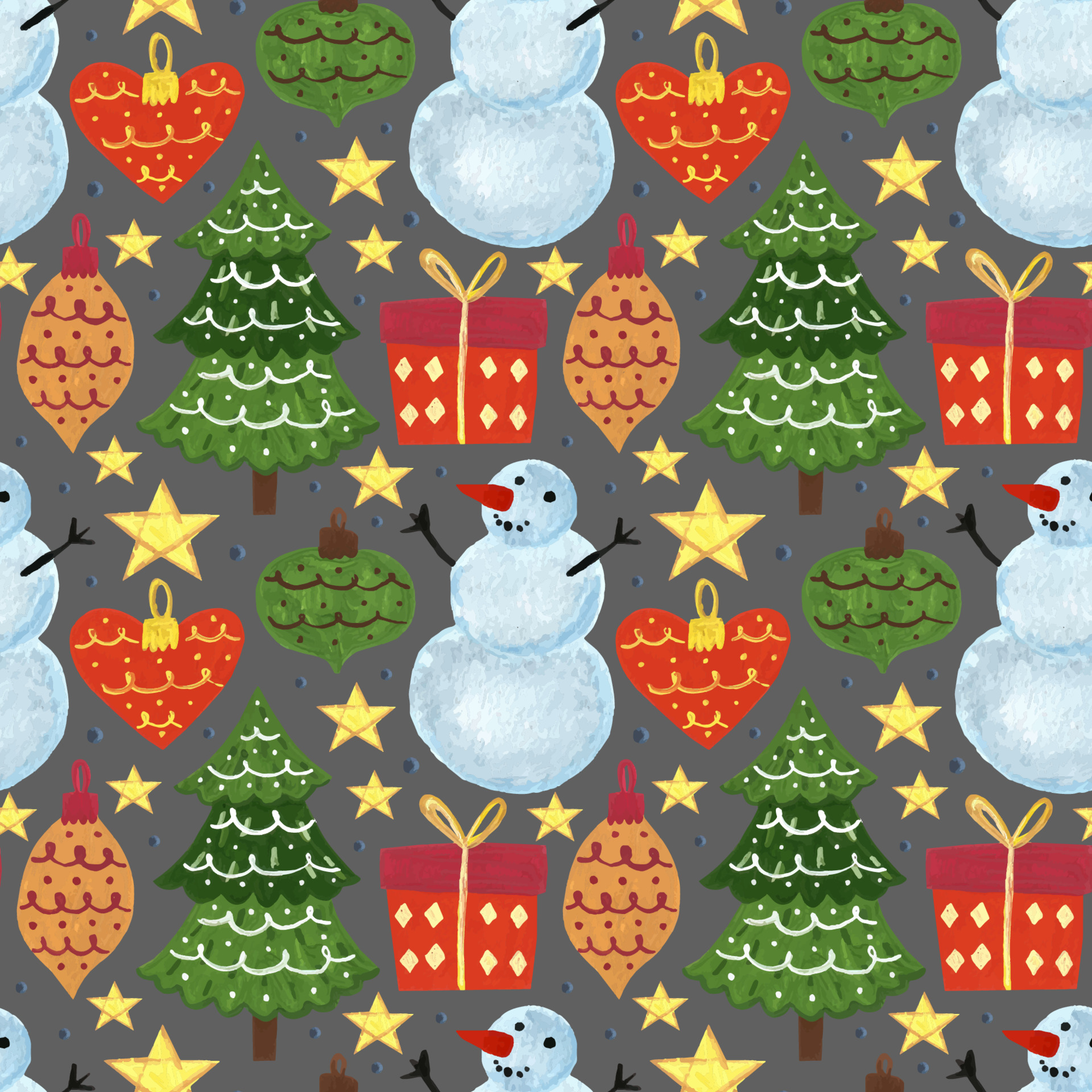 Winter holiday hand drawn seamless pattern background Merry Christmas