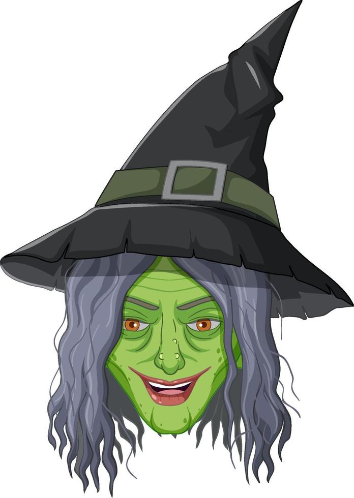 Wicked old witch face on white background vector