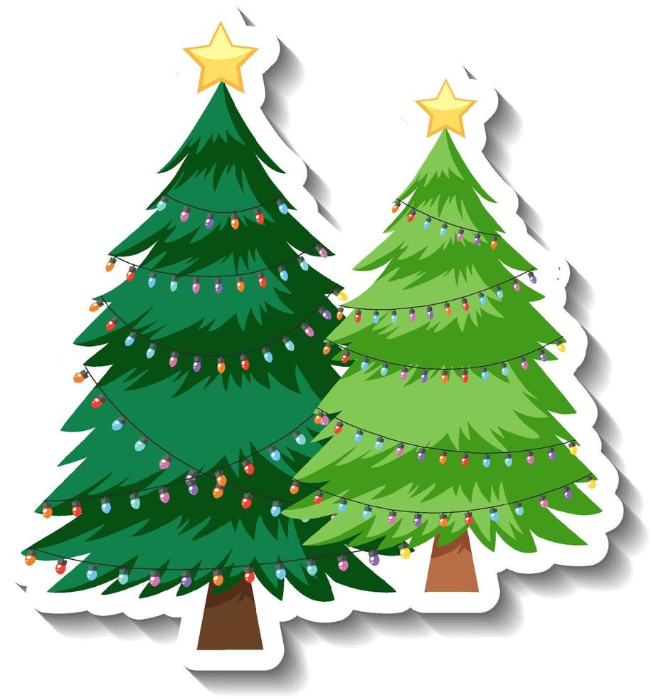 etiqueta engomada del árbol de navidad decorado vector