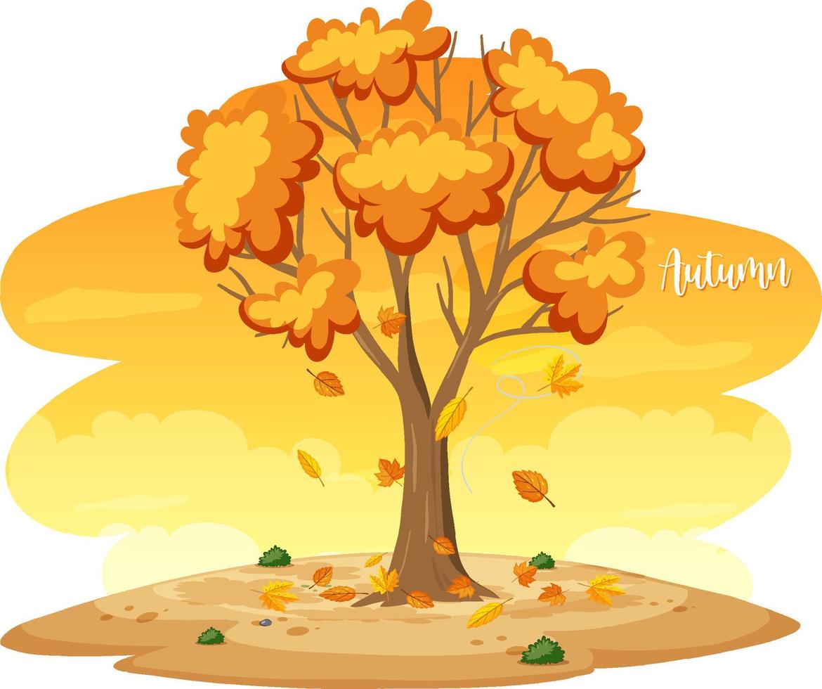 árbol de otoño sobre fondo blanco vector