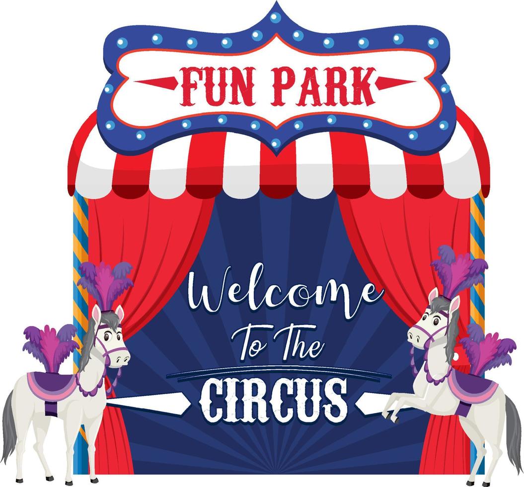 Welcome to the circus banner with horse performance vector