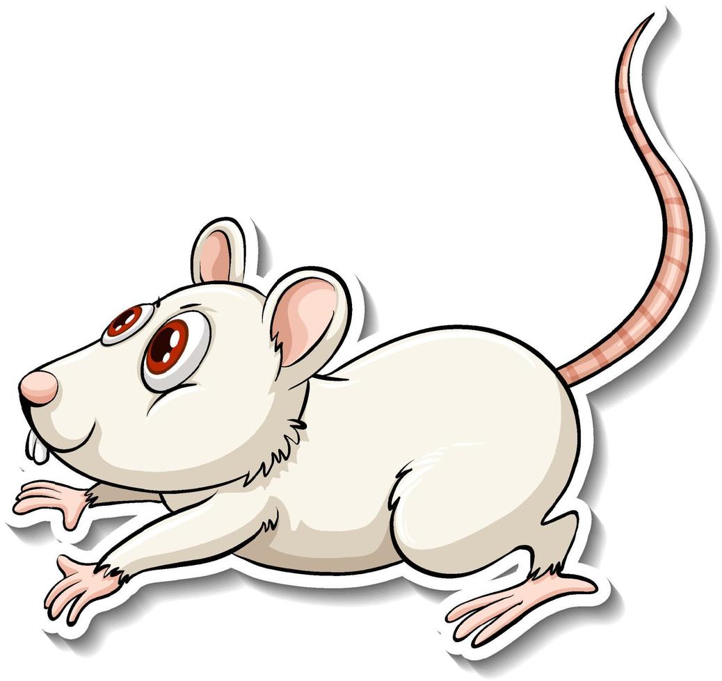 A white rat animal cartoon sticker vector