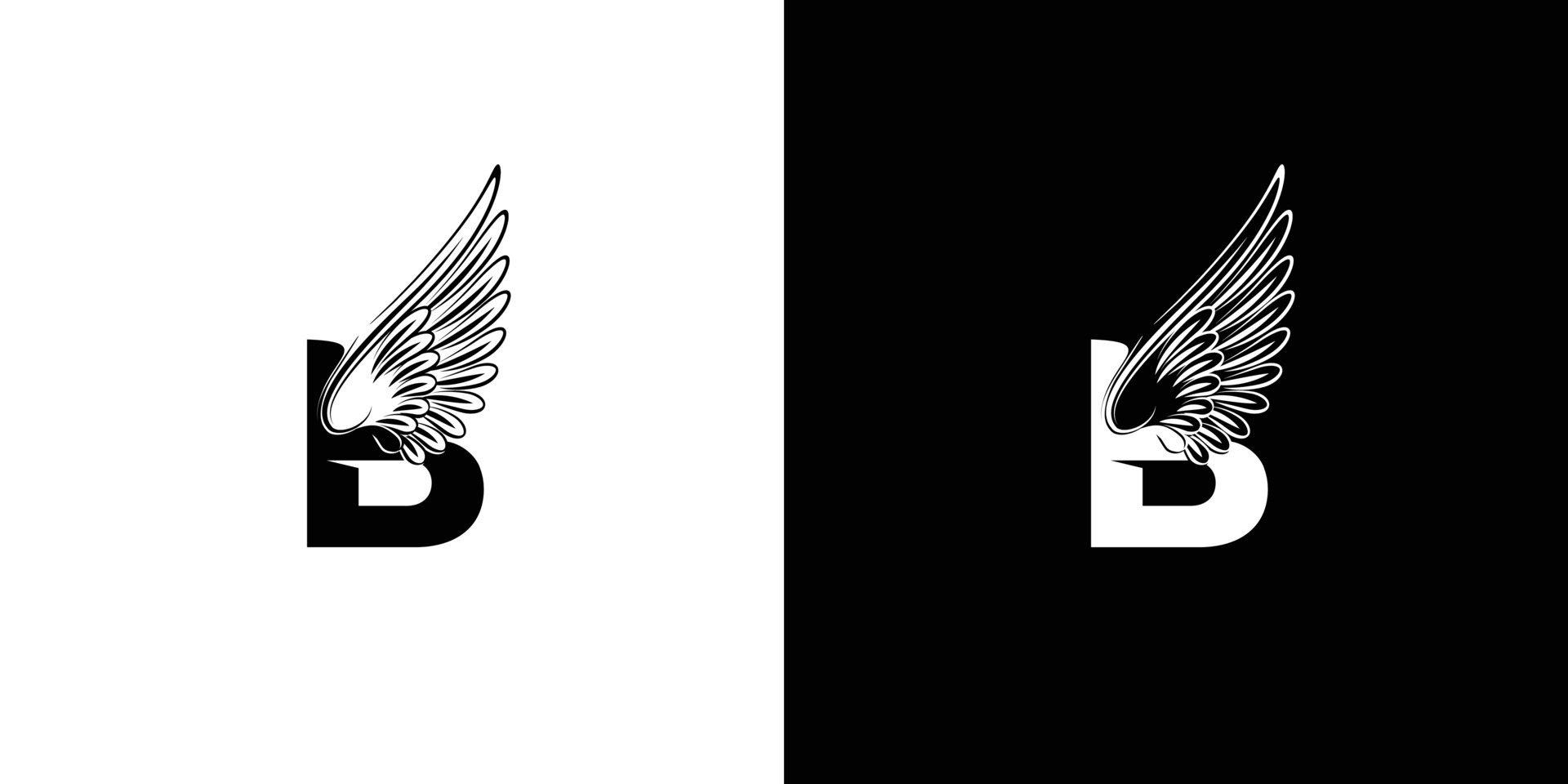 The letter B logo design combined with the modern and attractive wing