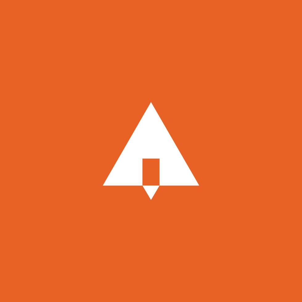 Logo design combination of triangle symbol and pencil symbol vector