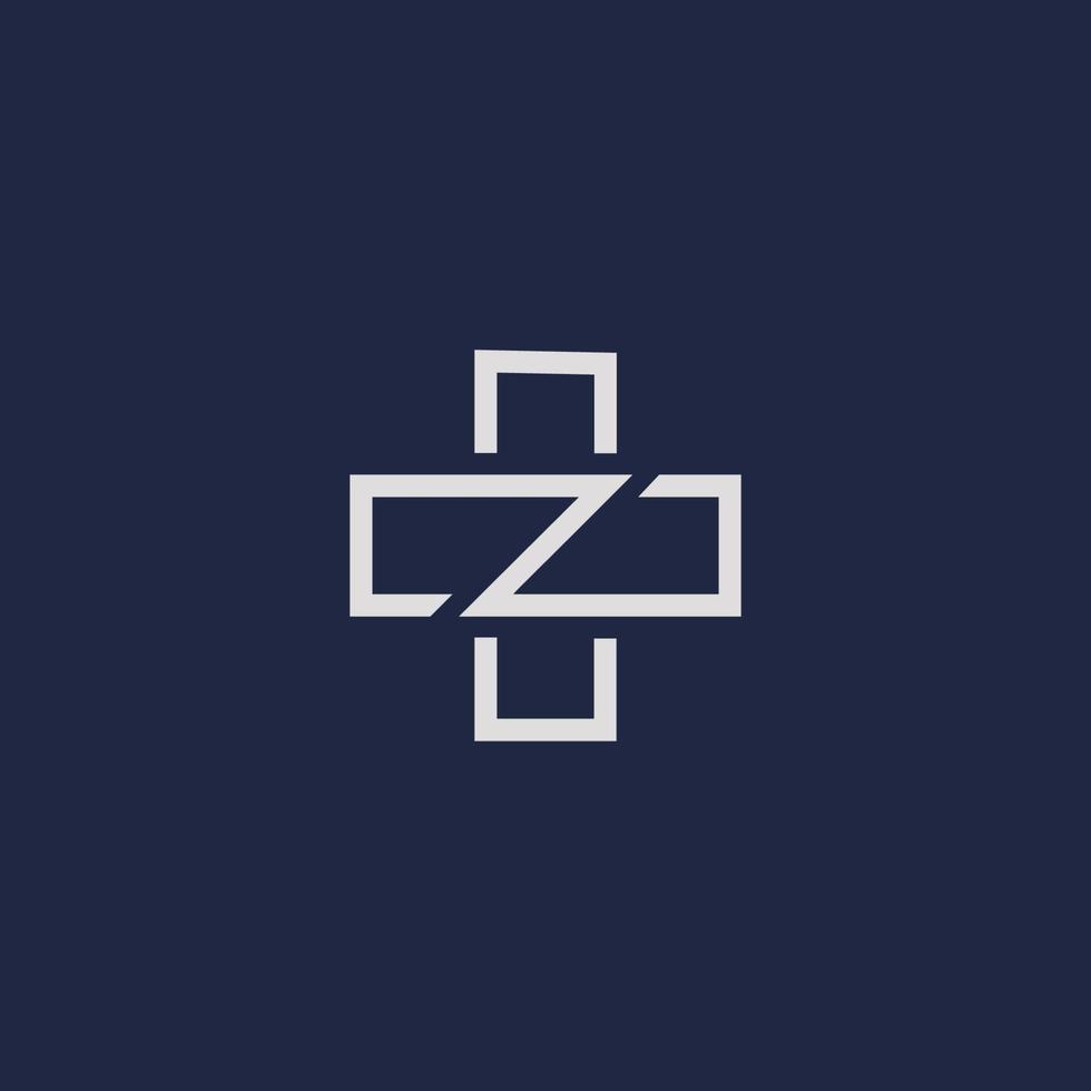 The letter Z initial logo combined with the plus symbol is suitable for the needs of logos in the health sector vector