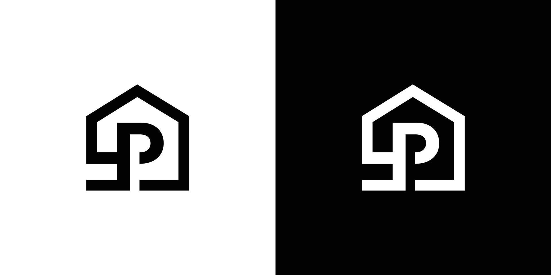 The initial logo of the letter P in the shape of a house is suitable for real estate and others vector