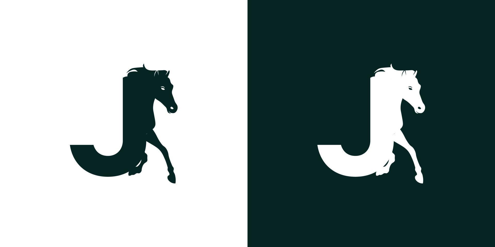 El diseño del logotipo con la letra inicial j combinada con el símbolo de un caballo es moderno y profesional. vector