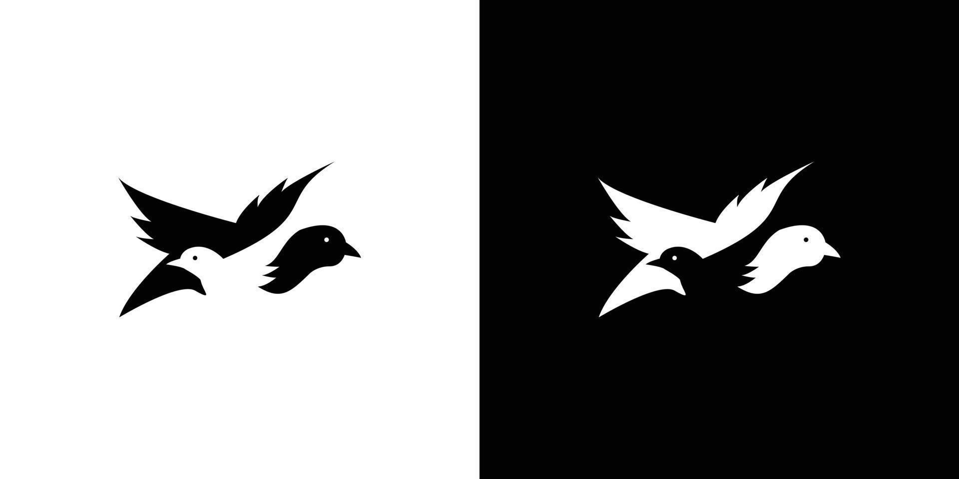 diseño de logotipo de 2 pájaros simple y atractivo vector