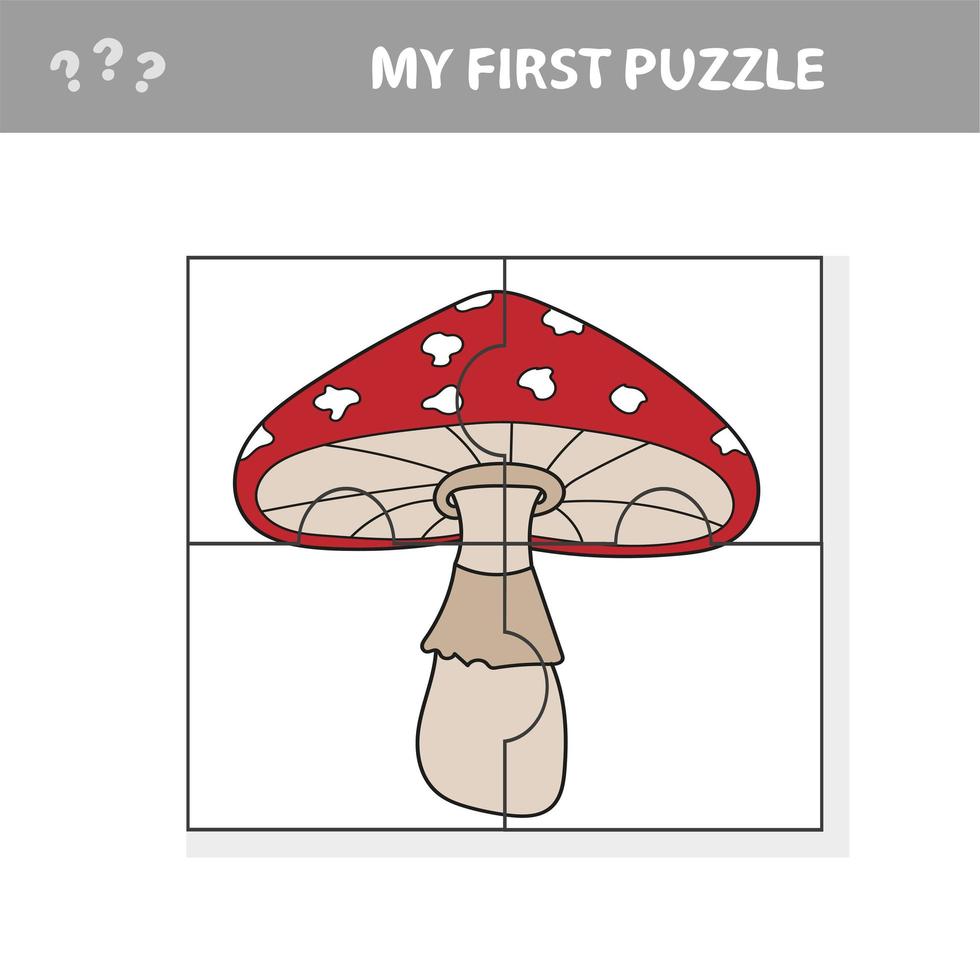 Education paper game for children, Amanita. Puzzle - create the image vector