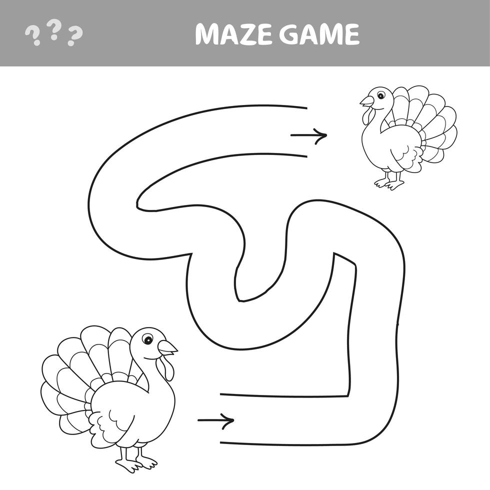 Maze game, education game for children, Turkey vector