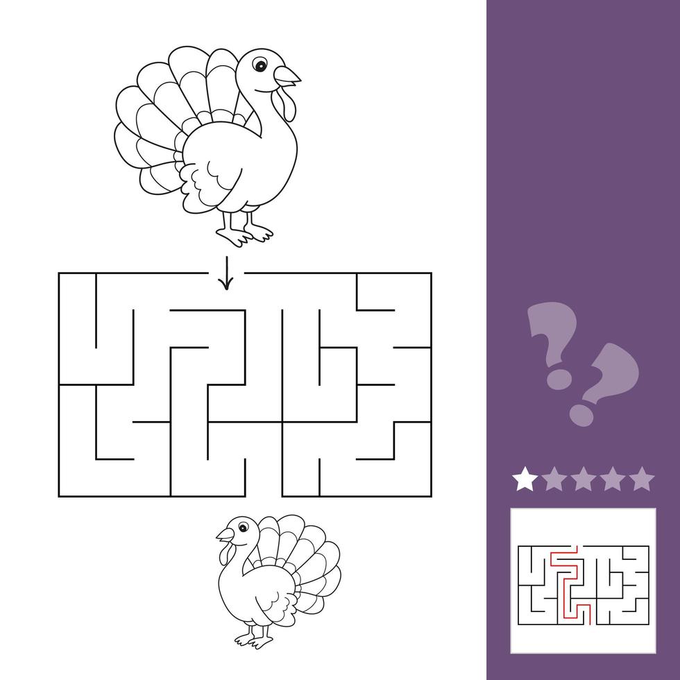 Maze game, education game for children, Turkey vector