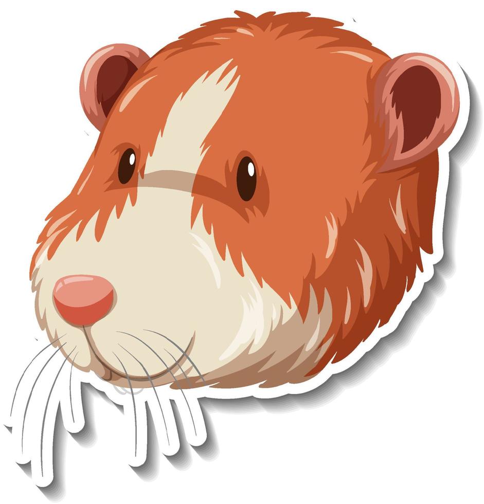 cabeza de conejillo de indias pegatina de dibujos animados de animales vector