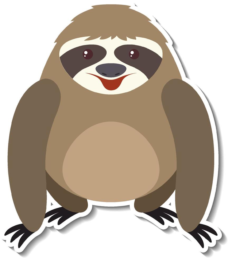 Chubby sloth animal cartoon sticker vector