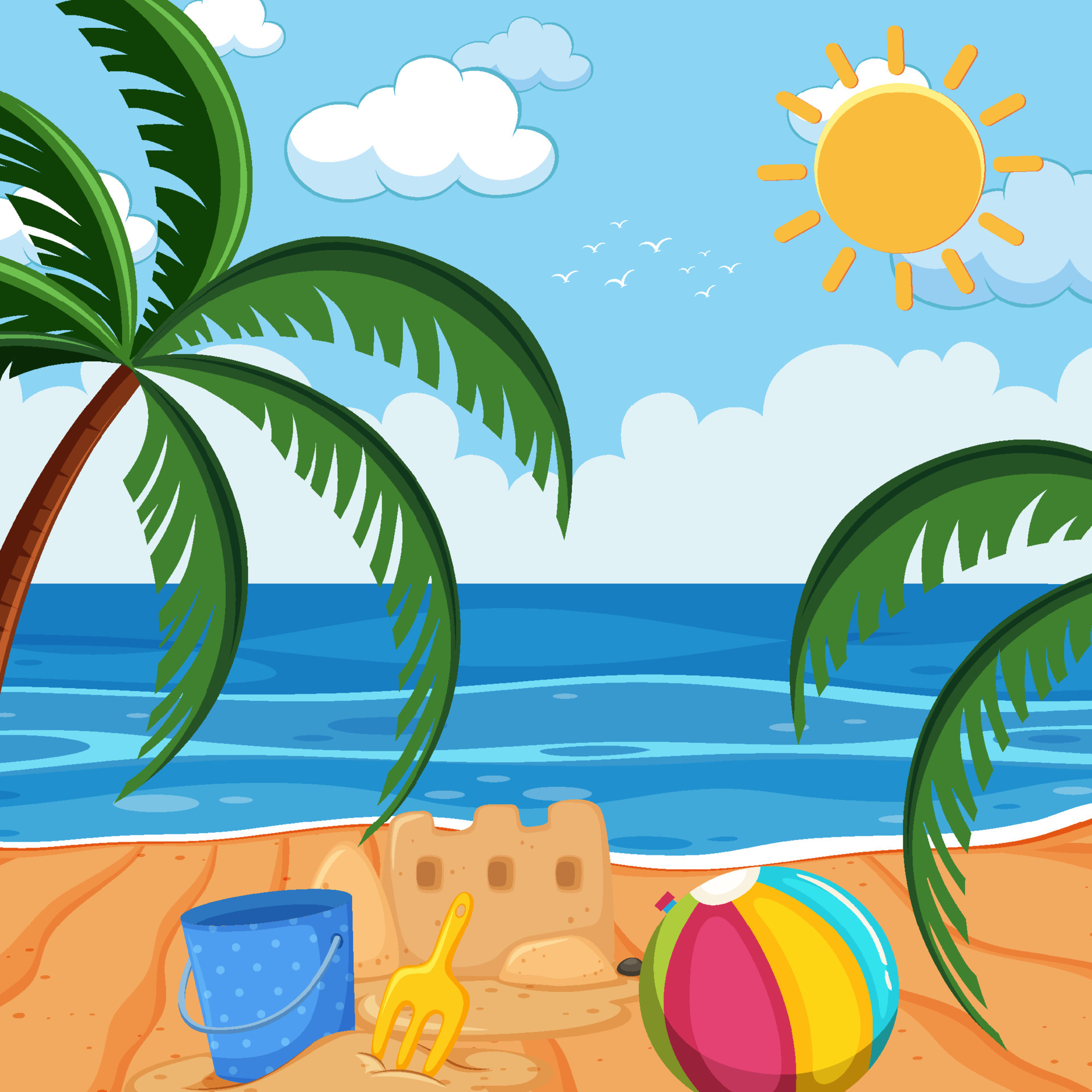 Summer season with beach background 4559945 Vector Art at Vecteezy
